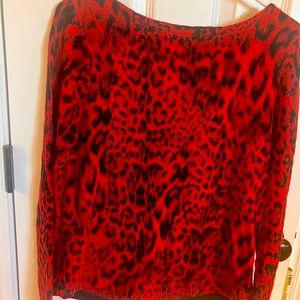 Chicos Red Cheetah l/s shirt size 1 med